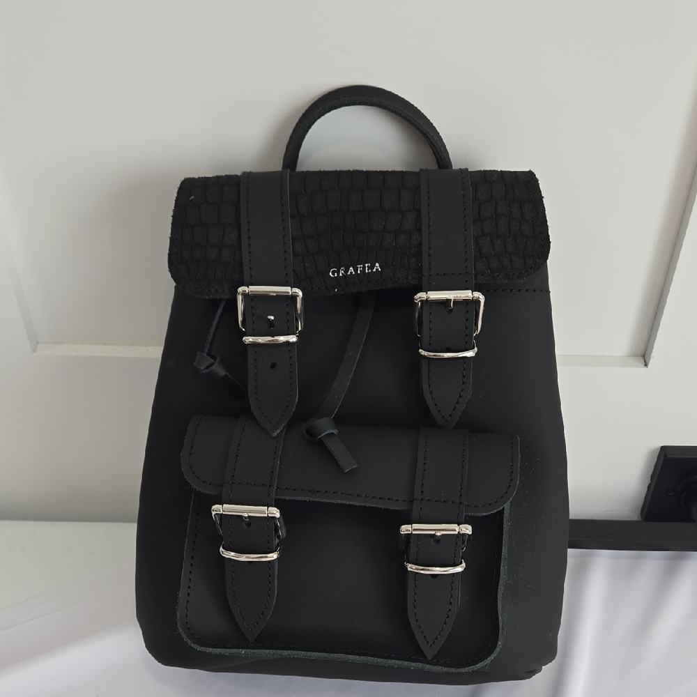 Grafea Black and Silver Backpack with Satchel Design